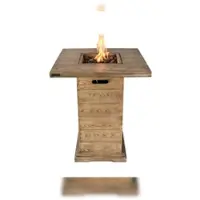Elementi Gas Feuertisch ROVA Bartische aus Beton - für Garten, Balkon and Terrasse, wetterbeständig, Holzoptik 87x87x106cm