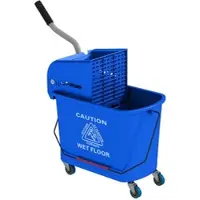 STILVORA Reinigungswagen Mopp Eimer 60x27x71 cm 20 L mit Schleuder und Separator mit 4 Rollen Griff für sauberes und schmutziges Wasser Blau