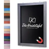 Die Kreidetafel Manufaktur Magnetische Kreidetafel - Magnettafel mit Holzrahmen / Grau 60x150cm