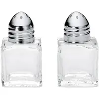 TableCraft - 30S&P/12 - 12er-Pack - Würfelförmige Salz- und Pfefferstreuer mit Chromdeckel 14 gr - 3 x 3 x 5 cm - Transparent