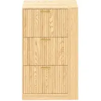 STILVORA Schuhschrank MDF Natur 70x23,5x115 cm, 3 Türen, offene Seitenfächer