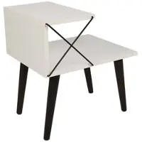 Dmora Nachttisch Dfranzin, Niedrige Kommode, Tisch, Multifunktionaler Nachttisch, 50x40h55 cm, Weiß