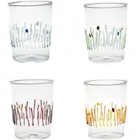 Zafferano 4er-Set Trinkgläser 4 Jahreszeiten aus Borosilikatglas, handgefertigt, bunte Farben, Design inspiriert von den Zyklen der Natur und Erde