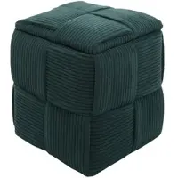 Mendler Hocker HWC-Q47, Sitzhocker Ottomane Polsterhocker Pouf, Deckel Staufach Stoff Cord (260g/m2) 43x40x40cm ~ grün
