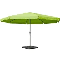 Mendler Sonnenschirm Meran Pro, Gastronomie Marktschirm mit Volant Ø 5m Polyester/Alu 28kg grün mit Ständer