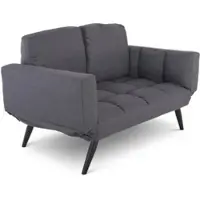Raburg Schlafsofa, 2-Sitzer, mit Gästebett-Funktion, mit klappbarer 2-in-1-Funktion: Sofa und Gästebett, Metallbeine, Stoff in Dunkelgrau, Ayla