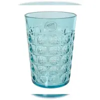 Décoris Trinkglas 12cm Kunststoff Trinkbecher gemustert Becher Gläser Trinkgeschirr Wasserglas Saftglas Limonadenglas Cocktailglas Transparent Blau