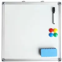 Pavo Whiteboard Magnettafel Memoboard 40 x 40cm inkl. 4 Magnete weiß mit Alurahmen