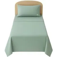 Benetton - 3-teiliges Einzelbett-Set: Bettlaken (160x290cm), Spannbettlaken (90x200cm), 1 Kissenbezug (50x80cm), 100 % grüne Baumwolle