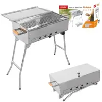 Olymp Handels GmbH Mangal Edelstahl Picknick Schaschlik Grill mit Grillrost und Deckel