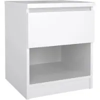 Wellhome - Nachttisch mit 1 Schublade in der Farbe Hochglanz-Weiß 41 x 40 x 50 cm - Sil Gloss White