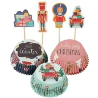 Wellhome - Weihnachts-Cupcake-Set mit weihnachtlichen Motiven