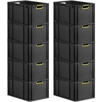 Proregal SparSet 10x Eurobox Nextgen Color HxBxT 32x40x60cm 65 Liter Griffe Gelb Offen Schwarz Eurobehälter Transportbox Transportbehälter