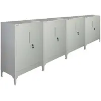 Proregal MegaDeal 4x Flügeltürenschrank ELEPHANT Mit Beinen & 2 Türen Abschließbar HxBxT 90x80x40cm 2 Ebenen Stahl Pulverbeschichtet Lichtgrau