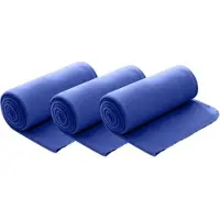 Wometo 3er Set Polar Fleecedecke 130x160 cm, OEKO-TEX ca. 400g Gewicht, mit Antipilling & Kettelrand - Farbe dunkelblau