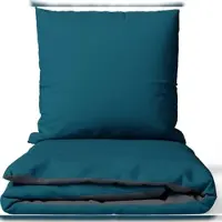Leonado vicenti Satin Bettwäsche 155x220 cm 100% Baumwolle Petrol Luxus Set Uni Wendeseite Anthrazit Kissenbezug 80x80 cm Reißverschluss 4 Teilig