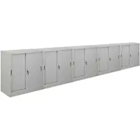 Proregal Mega Deal 5x Aktenschrank ELEPHANT mit abschließbaren Schiebetüren | HxBxT 90x90x40cm | 2 Fachböden | Lichtgrau | Metallschrank abschließbar