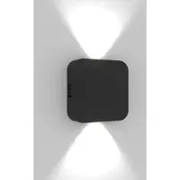 Zafferano Rollwandleuchte aus Aluminiumdruckguss, mattschwarz, 90-Grad-Schwenkfunktion mit doppelter 3000K-LED-Lichtabgabe, Schutzart IP54 für den Außenbereich