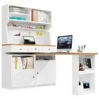 OKWISH Küchenschrank Sideboard 137x45x178 cm Weiß mit ausziehbarer Tischplatte Stecktafel und Acryl Schiebetür, mit LED-Beleuchtung per App
