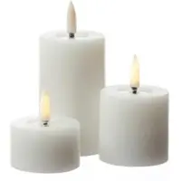 Uyuni LED Mini Kerzenset THEA - Echtwachs - 3 Größen - D: 5cm - Timer - weiß - 3er Set