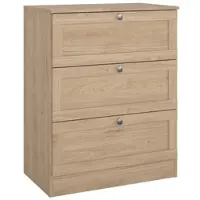 Wellhome - Schlafzimmerkommode mit 3 Schubladen in der Farbe Eiche 71 x 42 x 89 cm - Nalón Oak