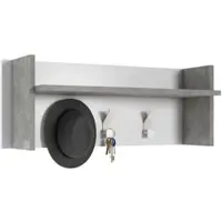Dmora Eingangsmöbel Narciso, Garderobenständer mit 3 Haken, Regal zur Aufbewahrung im Flur, 100% Made in Italy, 90x29h34 cm, Weiß und Beton