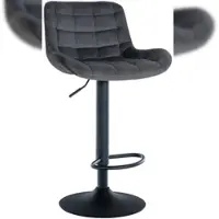 DELUKE Barhocker CARAM - Samt Dunkelgrau 48x54x81 cm | Barstuhl Höhenverstellbar Mit Lehne Drehbar Tresenhocker Tresenstuhl Kneipenhocker Kneipenstuhl