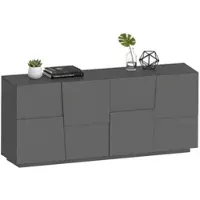 Dmora Arda - Anrichte, 200x44x86h cm Anthrazitschwarz, 2 Regale, Made in Italy