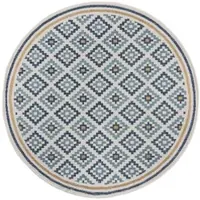 KADIMA DESIGN Balkon Teppich Kurzflor Rauten Muster Polypropylen Blau-Gelb 160x160 cm Balkon Garten waschbar Modern FLEET |