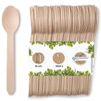 Biozoyg 1000 Stück Löffel 16,5cm aus Holz, Einwegbesteck, umweltfreundliche Einweglöffel mit Biobeschichtung, kompostierbare Holzlöffel