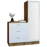 Dmora Eingangsmöbel Dmarango, Moderner Eingang, Wandgarderobe, Multifunktions-Aufbewahrungskonsole, 60x47h72 cm, Eiche und Weiß