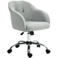 OKWISH Bürostuhl Drehstuhl ergonomisch Grau 56x61x86 cm höhenverstellbar 46 bis 56 cm Sitzhöhe mit Armlehnen Teddyoptik und Rollen