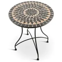 Raburg Mosaiktisch 60 cm Ø, mediterraner Garten- & Terrassentisch, 71 cm hoch, Dunkelblau-Beige, Mayla
