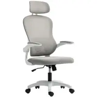 STILVORA Bürostuhl ergonomisch Grau 121x64x62 cm mit Netzrücken höhenverstellbar klappbaren Armlehnen Wippfunktion Kopfstütze Rollen