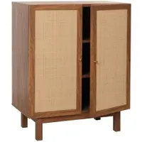 Décoshop26 - Buffet mit 3 Staufächern aus Kubu-Mangoholz und Rattan 98 x 79 x 42 cm Walnuss-Finish 04_0005980