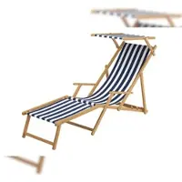 Erst-Holz Relaxliege blau-weiß Gartenliege Strandliege Fußteil Sonnendach Tisch Gartenmöbel 10-317NFST