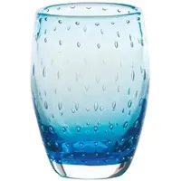 Zafferano Bolicante 6er-Set mundgeblasene Glasbecher, Aquamarinfarbe, mit blasenartiger Dekoration, Murano-Handwerkstradition