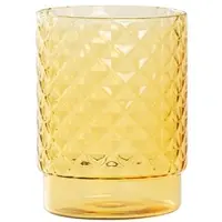Zafferano Isolano 4er-Set stapelbarer Trinkgläser aus mundgeblasenem Borosilikatglas mit Diamanteffekt-Dekor, gelbgoldene Farbe, für Tisch und Bar