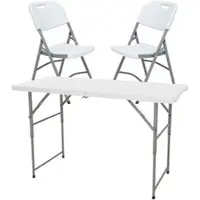Wellhome - Höhenverstellbarer Klapptisch 122 x 60 x 50–74 cm und 2er-Set Klappstühle 51 x 45 x 85,5 cm, ideal für den Außenbereich