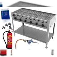 ChattenGlut Gastrobräter 6-flammig Edelstahl 27kW , Fettbrandlöscher GLORIA FA6 EASY, Gasdruckprüfung, Gewerberegler Set mit 2fach Anschluss 4,0kg/h