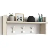 Dmora Eingangsmöbel Narciso, Garderobenständer mit 3 Haken, Regal zur Aufbewahrung im Flur, 100% Made in Italy, 90x29h34 cm, Weiß und Eiche