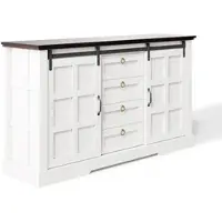 MODFU Sideboard MDF Weiß 150x40x85 cm mit Schiebetüren, 4 Schubladen und verstellbaren Einlegeböden