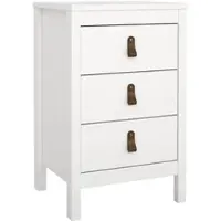 Wellhome - Nachttisch mit 3 Schubladen mit Metall- oder Ledergriffen in der Farbe Weiß 44 x 39 x 71 cm - Guadalquivir