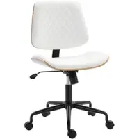 HOMCOM Bürostuhl armlos ergonomisch höhenverstellbar U-förmiger Sitz PU-Leder Drehrollen Weiß