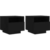 Décoshop26 - Set aus 2 Nachttischen mit Schubladen und RGB-LED-Beleuchtung 40 x 39 x 37 cm schwarzes Holzwerkstoff DEC032834