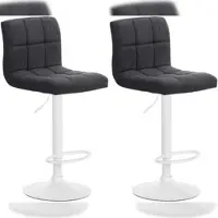 Décoshop26 - Set aus 2 modernen Barhockern in dunkelgrauem Steppstoff mit weißem Metallgestell 10_0006131