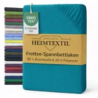 EXKLUSIV HEIMTEXTIL Frottee Spannbettlaken Premium 60 - 70 x 140 cm Petrol 80% Baumwolle 20% Polyester √ñko - Tex Zertifiziert Bed-Sheet Bettlaken