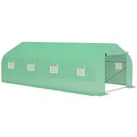 Outsunny Gewächshaus ca. 6 x 3 x 2 m Foliengewächshaus mit Rollbar Reißverschlusstür 8 Netzfenster Stützstangen