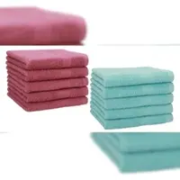Betz 10 Stück Gästehandtücher PREMIUM 100% Baumwolle Gästetuch Set 30x50 cm beere und ocean
