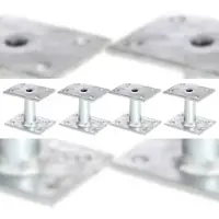 GAH Alberts Alberts 4 x Pfostenträger, Platte 70x90 mm, Rohr-Ø 27 mm, feuerverzinkt, zum Aufschrauben